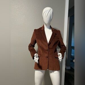 Oscar De La Renta Dark Brown Corduroy Blazer